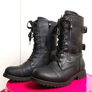 Combat boot pocket mid calf zip up fur lined 7